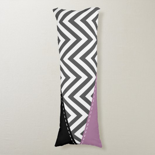 Grijze zigzag, Grijze Chevron, Zigzag Pattern, Paa Lichaamskussen (Voorkant Verticaal)