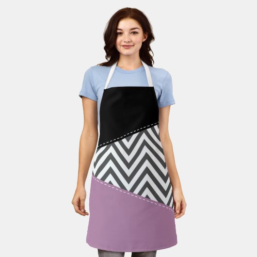 Grijze zigzag, Grijze Chevron, Zigzag Pattern, Paa Schort (Gedragen)