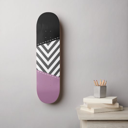 Grijze zigzag, Grijze Chevron, Zigzag Pattern, Paa Skateboard (Muurkunst)