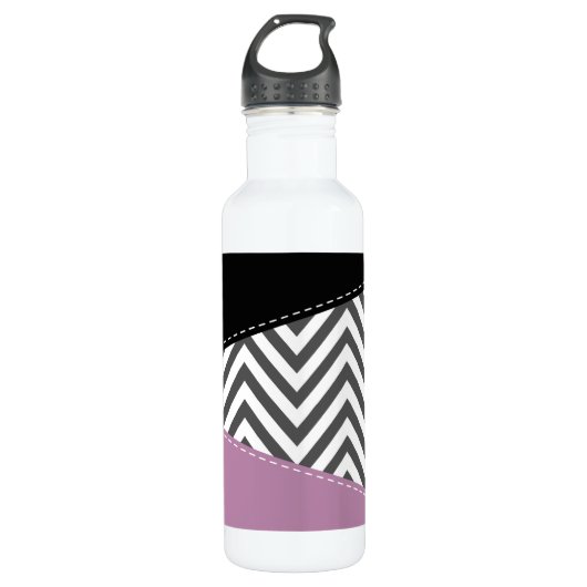 Grijze zigzag, Grijze Chevron, Zigzag Pattern, Paa Waterfles (Voorkant)