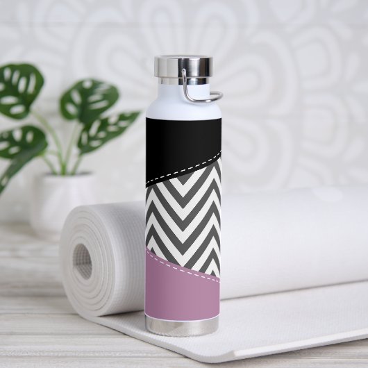 Grijze zigzag, Grijze Chevron, Zigzag Pattern, Paa Waterfles (Yoga)