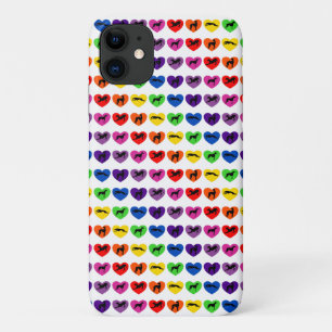 Grijze zilhouettes regenboogharten iPhone 11 hoesje