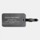 Grijze zilver geborsteld metaal moderne monogram b bagagelabel (Achterkant horizontaal)