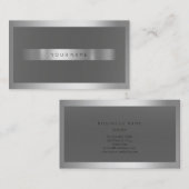Grijze zilver Metallic Lijst Minimale monochromati Visitekaartje (Voorkant / Achterkant)