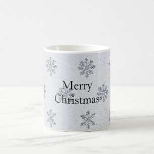 Grijze Zilveren Sneeuwvlokken Kerst Koffiemok