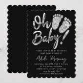 Grijze Zilveren Voetjes Baby Meisje Jongen Shower  Kaart (Voorkant / Achterkant)