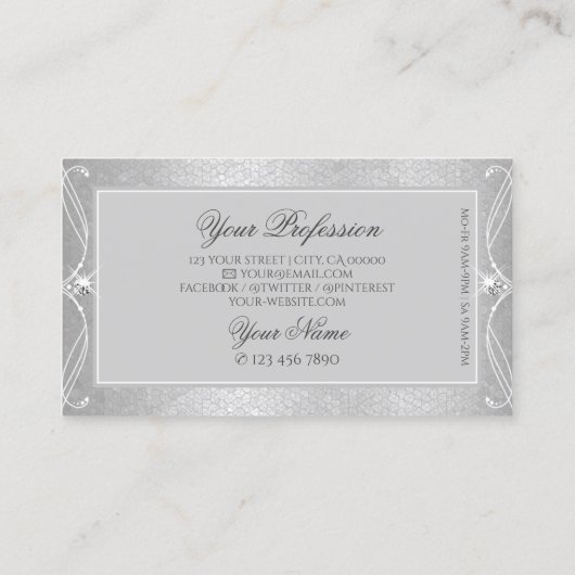 grijze zilvermozaïeksparkle-Ornamenten Visitekaartje (Achterkant)