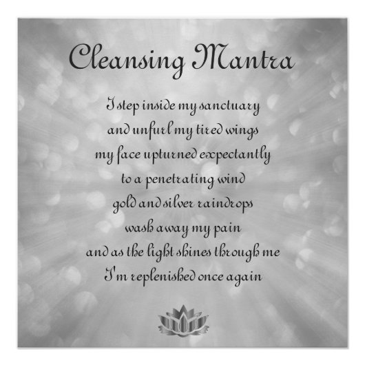 Grijze, zilverreinigende Mantra Poem Art-ontwerp Perfect Poster (Voorkant)