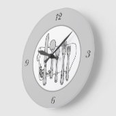 Grijze zilverwerk witte servet eenvoudige nummers  grote klok (Hoek)