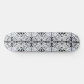 Grijze zwarte, Abstracte, zwarte krullende herhaal Skateboard (Horizontaal)