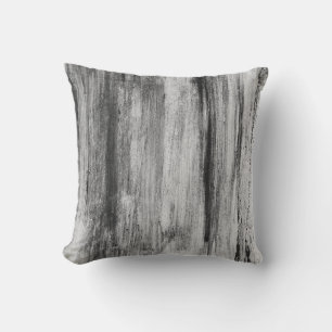 Grijze zwarte en witte Abstracte penseelstreken Kussen