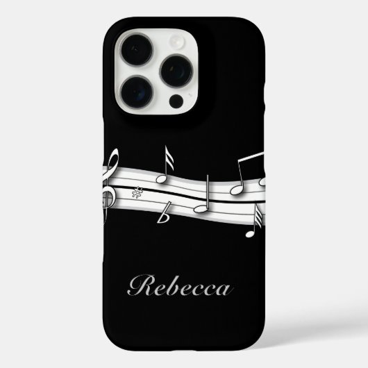 Grijze zwarte en witte muzieknoten score Case-Mate iPhone case (Achterkant)