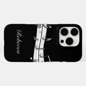 Grijze zwarte en witte muzieknoten score Case-Mate iPhone case (Achterkant (horizontaal))