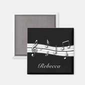 Grijze zwarte en witte muzieknoten score magneet (Voorkant / Achterkant)