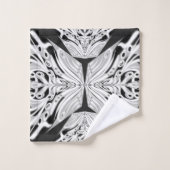 Grijze zwarte en witte vlinder Abstract Bad Handdoek (Wasdoekje)