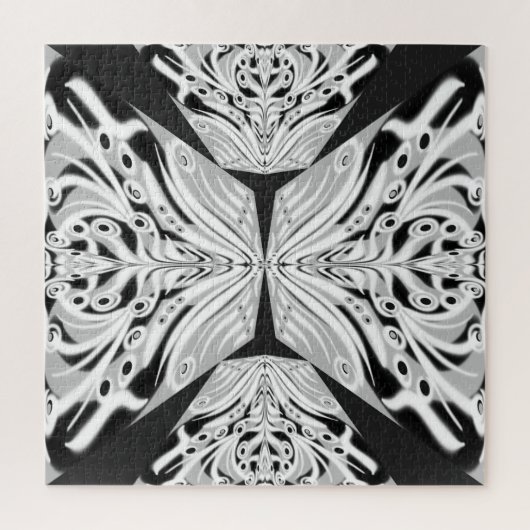 Grijze zwarte en witte vlinder Abstract Legpuzzel (Verticaal)