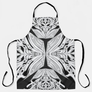 Grijze zwarte en witte vlinder Abstract Schort
