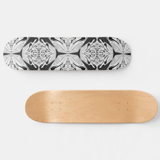 Grijze zwarte en witte vlinder Abstract Skateboard (Horizontaal)
