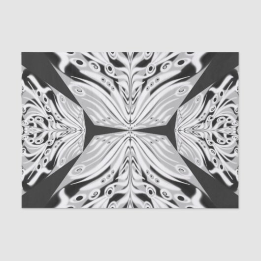 Grijze zwarte en witte vlinder Abstract Tissuepapier (Voorkant)