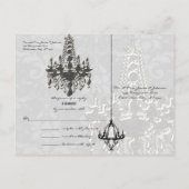 Grijze, zwarte en zilverChandelier RSVP-Briefkaart Uitnodiging Briefkaart (Achterkant)