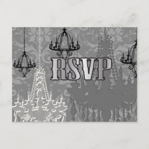 Grijze, zwarte en zilverChandelier RSVP-Briefkaart Uitnodiging Briefkaart
