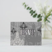 Grijze, zwarte en zilverChandelier RSVP-Briefkaart Uitnodiging Briefkaart (Staand voorkant)