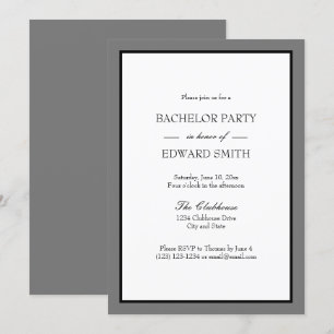 Grijze zwarte grens Bachelor Party uitnodigingen