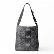 Grijze zwarte kant Steampunk Canvas tas