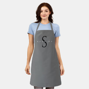 Grijze zwarte monogram Modern minimalistisch Jouw Schort
