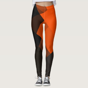 Grijze zwarte Oranje moderne geometrische patronen Leggings