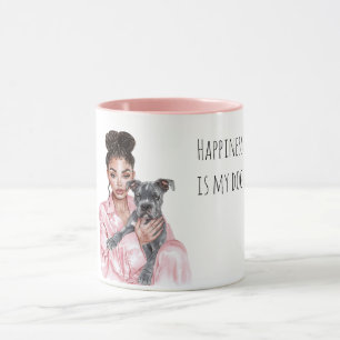 Grijze Zwarte Puppy Zwarte Dame Hond Moeder Mok