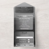 Grijze zwarte Waterverf Minimale grafische moderne All In One Uitnodiging (Binnen)