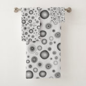Grijze zwarte witte belletjes Moderne cirkels patr Bad Handdoek (Insitu)