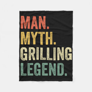 Gril BBQ Grappige Man Mythe Grill Legende Vaders D Fleece Deken