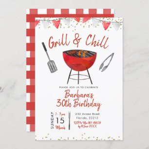 Grill and Chill Adulte Anniversaire Invitation