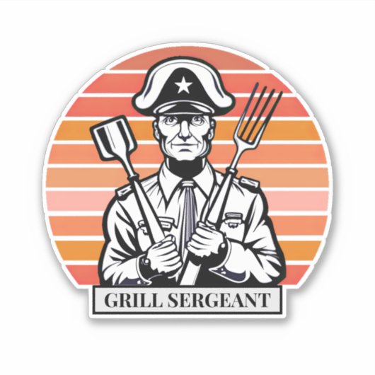 Grill Barbecue Sergeant Sticker (Voorkant)