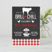 Grill & Chill BBBQ AnniversaireRustique Invitation (Debout devant)