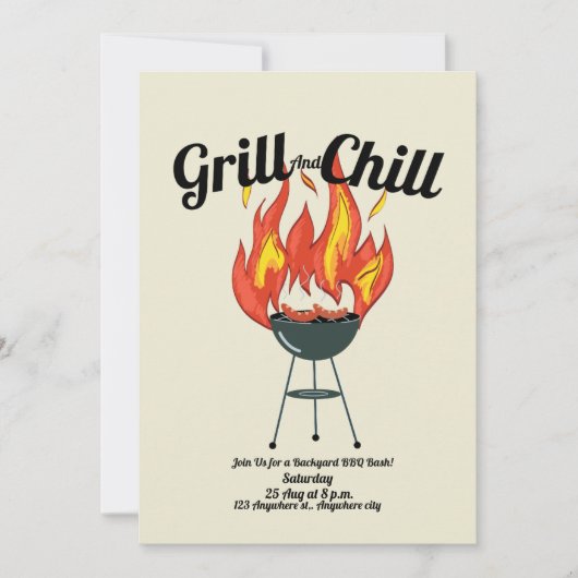 Grill & Chill BBQ Bash Uitnodiging | achtertuinfee (Voorkant)