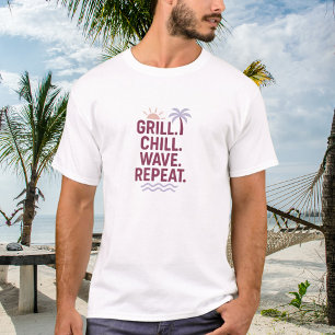 Grill chill golf herhalen zomer strand citaat t-shirt