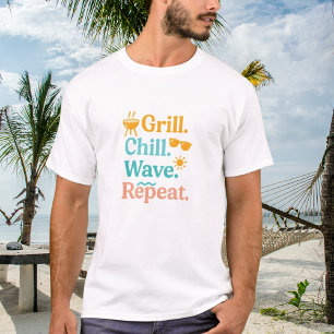 Grill chill golf herhalen zomer strand citaat t-shirt