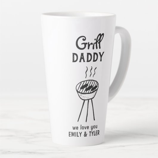 Grill Daddy Cartoon Vaderdag Latte Mok (Rechterhoek)