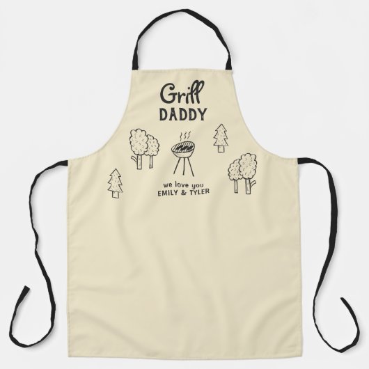 Grill Daddy Cartoon Vaderdag Schort (Voorkant)