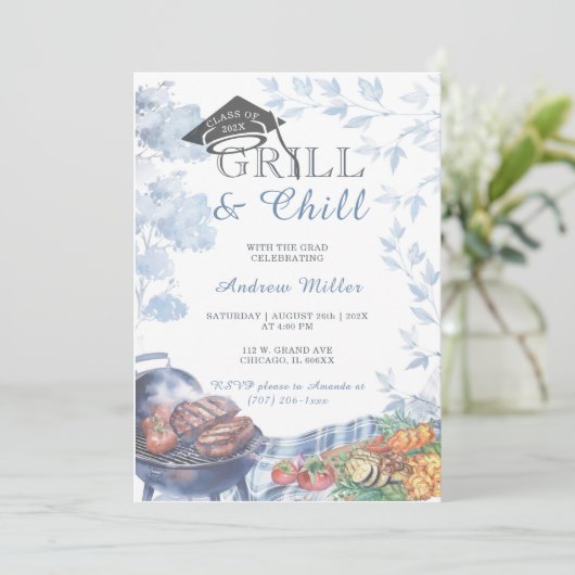 Grill en Chill Afstuderen Sjabloon Ideeën Kaart (Staand voorkant)
