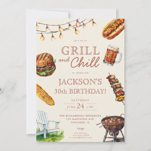 Grill en Chill Barbeque bier verjaardagsfeestje Kaart (Voorkant)