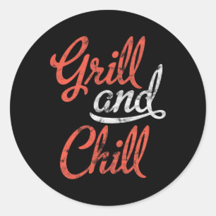 Grill en chill BBQ Shirt Food Lovers BBQ Ronde Sticker