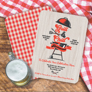Grill en Chill Houtsnede Retro BBQ-grill Feestje Kaart