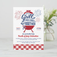 Grill en Chillen Vierde Juli BBQ Uitnodiging