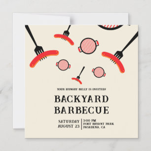 Grill & Fork BBQ-feest magnetische uitnodiging