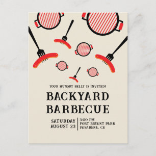 Grill & Fork BBQ-feestansichtkaart Briefkaart