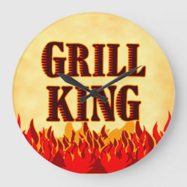 Grill King BBQ Flames Wall Clock Grote Klok